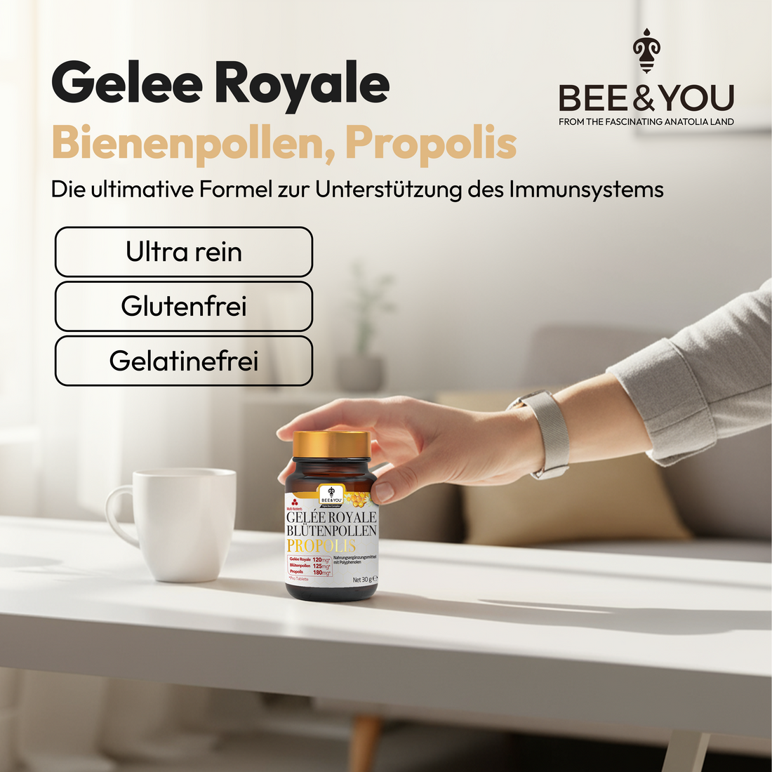 Tabletten mit Gelée Royale, Propolis und Bienengift
