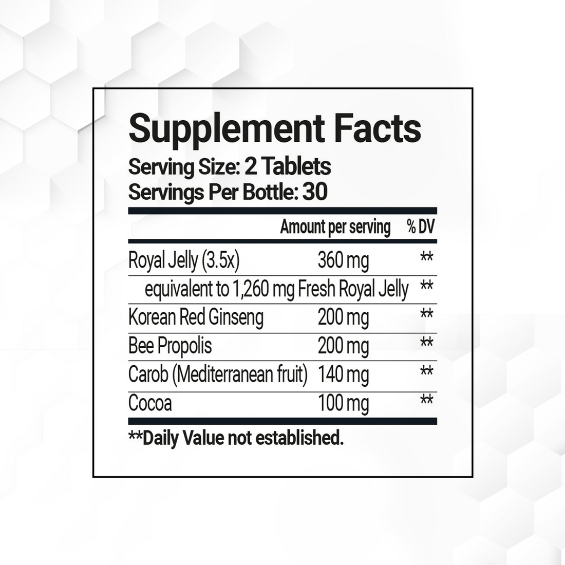 Royal Jelly+Ginseng+Propolis Tablets Ultra Potency