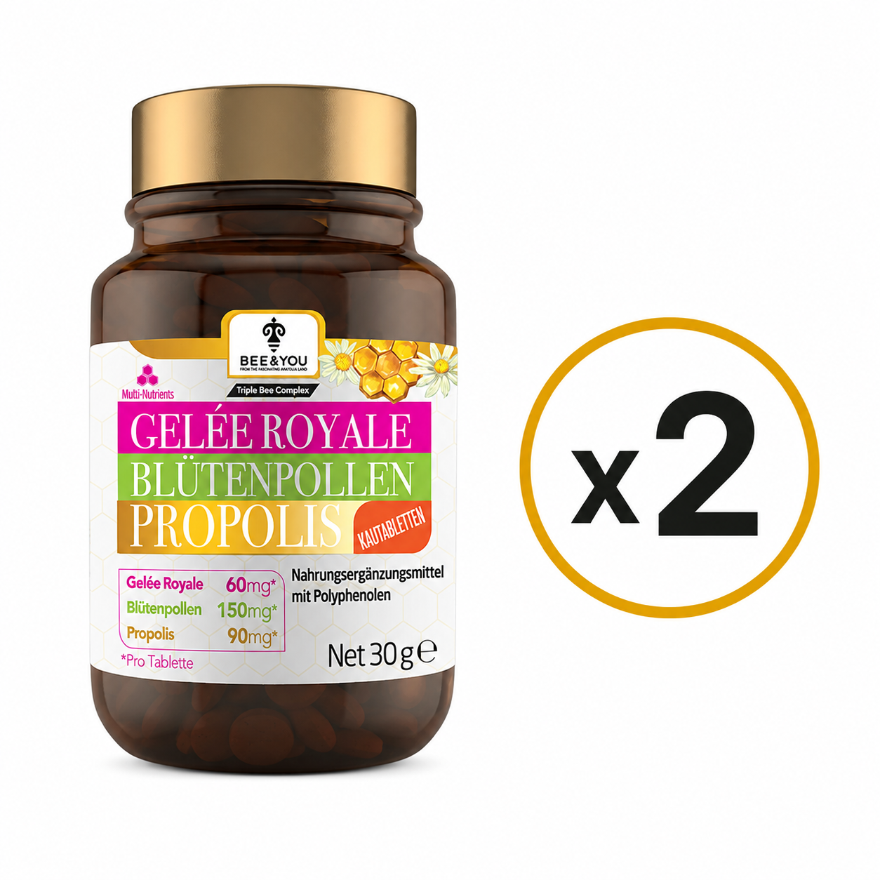 Gelée Royale Blütenpollen Propolis (Kautabletten - 60 Stk) | 2er Pack