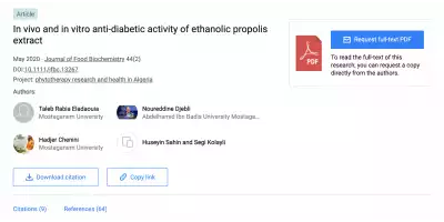 Anti-diabetic Activity of Anatolian Propolis