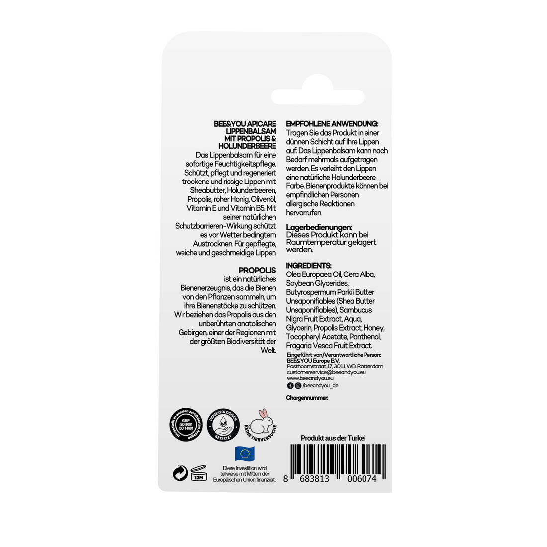 Apicare Schwarzer Holunder Lippenbalsam mit Propolis – Feuchtigkeitsspendend