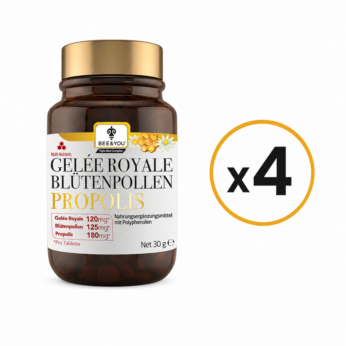 Viererpack Royal Jelly Propolis Bienenpollen Tabletten