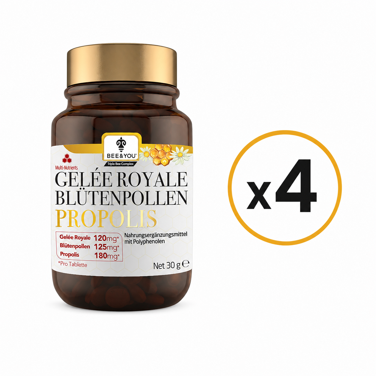 Viererpack Royal Jelly Propolis Bienenpollen Tabletten